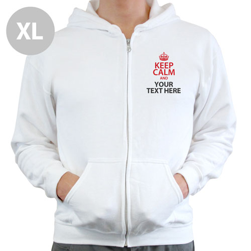 Personalizable Keep Calm With Custom Text White Extra Large Size Hoodies