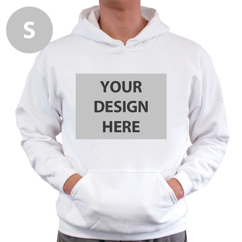 Personalized Custom Full Front No Zipper White Small Size Hoodie