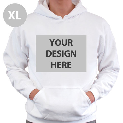 Custom Full Front No Zipper White Extra Large Size Hoodies