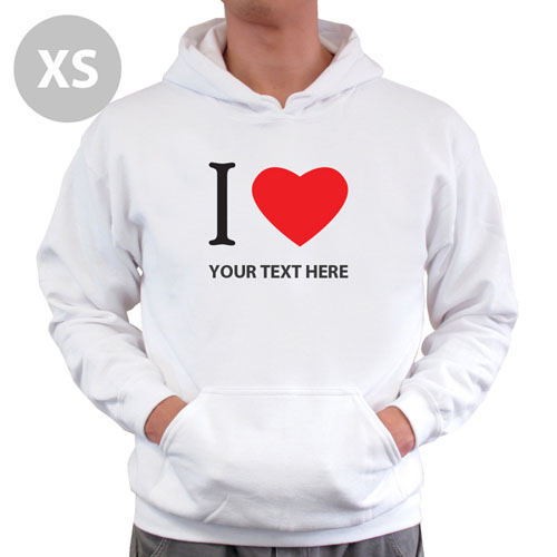 Personalized Personalized I Love (Heart) White Xs Hoodie