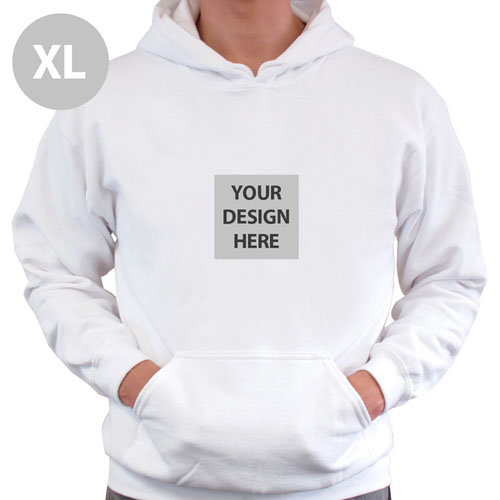 Mini Square Image Custom Hoodie With Kangaroo Pouch White Extra Large Size