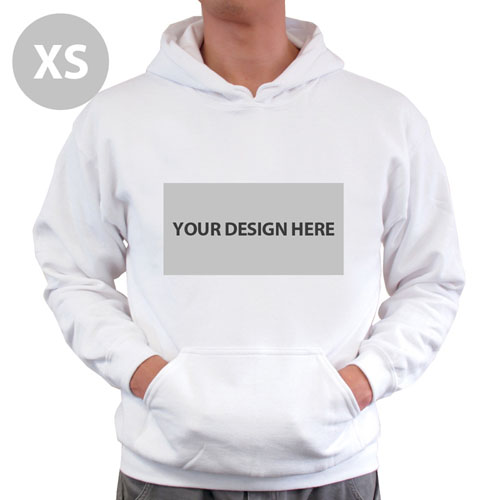 Personalized Hoodies Custom Landscape Image & Text White Without Zipper Extra Small Size
