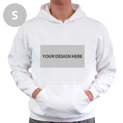 Custom Landscape Image & Text White Hoodie without zipper Small Size
