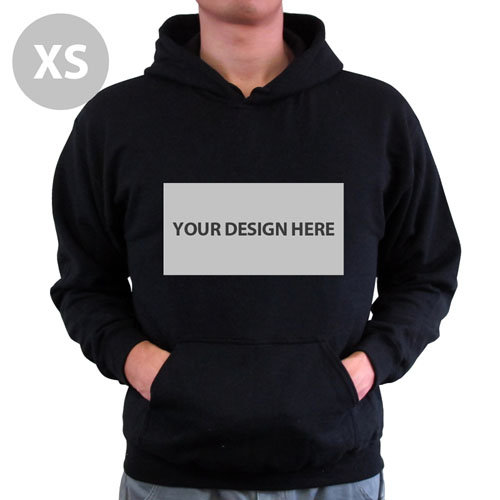 Personalized Hoodies Custom Landscape Image & Text Black Without Zipper Extra Small Size Hoodie