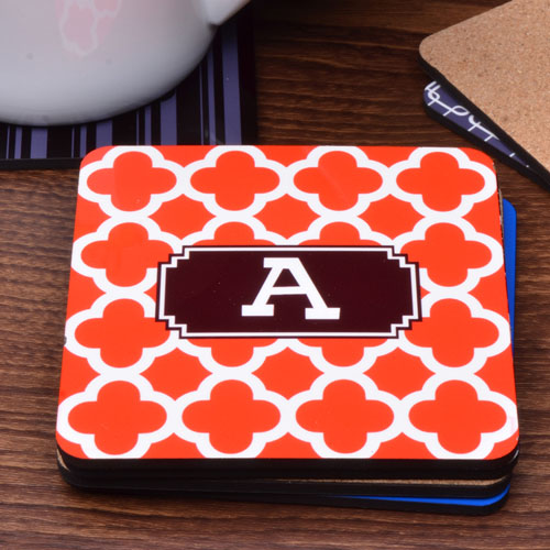 Personalized Monogram Red Clover (One Coaster)