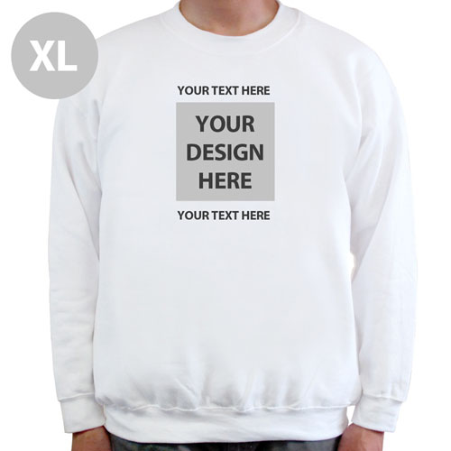 Create Your Own Image & Two Text Lines White Xl Sweatshirt