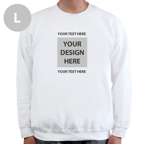 Create Your Own Image & Two Text Lines White L Sweatshirt