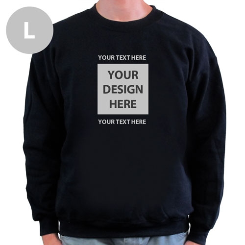 Create Your Own Image & Two Text Lines Black L Sweatshirt