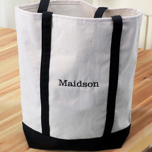Personalized Black Embroidered Tote (Medium) Bag