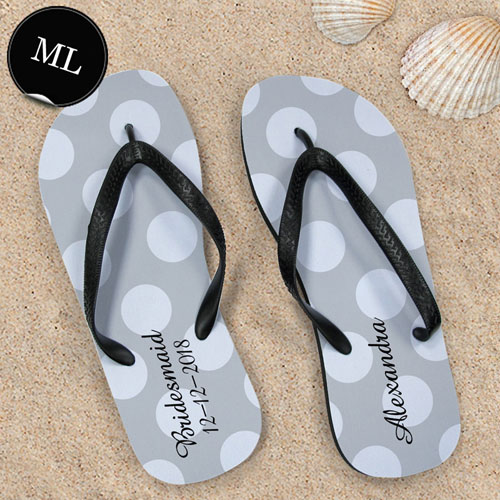 Create Your Own Personalized Silver Grey Polka Dots Men Large Flip Flops