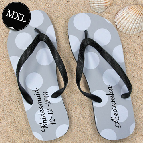 Design Your Own Personalized Silver Grey Polka Dots Men Extra Large Flip Flops