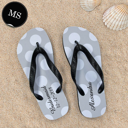 Create My Own Personalized Silver Grey Polka Dots Men Small Flip Flop Sandals