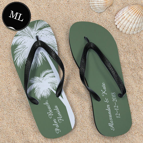 Create Your Own Personalized Wedding Palm Tree Men Large Flip Flops