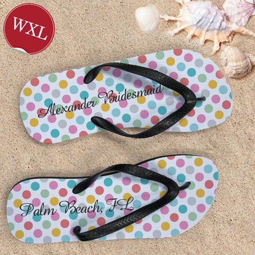 Create Your Own Modern Dots With Custom Name, Women's Extra Large Flip Flops