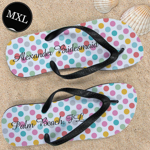 Design Your Own Modern Dots With Custom Name ,Men's Extra Large Flip Flops