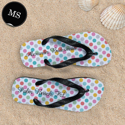 Design My Own Modern Dots With Custom Name, Men's Small Flip Flop Sandals