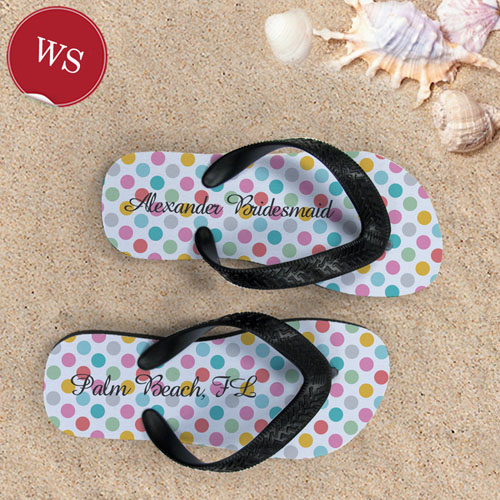Make My Own Modern Dots With Custom Name ,Women's Small Flip Flop Sandals