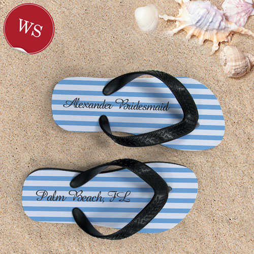 Make My Own Customizable Nautical Blue Stripes ,Women's Small Flip Flop Sandals