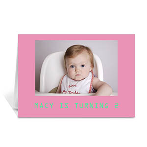 Baby Pink Photo Birthday Cards, 5x7 Folded