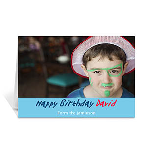 Baby Blue Photo Birthday Cards, 5x7 Folded Simple