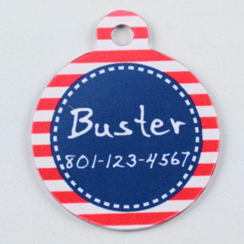 Red and Navy Stripes Pattern Round (Custom 1 Side)
