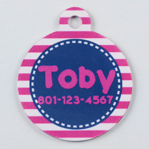 Bright Pink and Gray Stripes Pattern Round (Custom 1 Side)