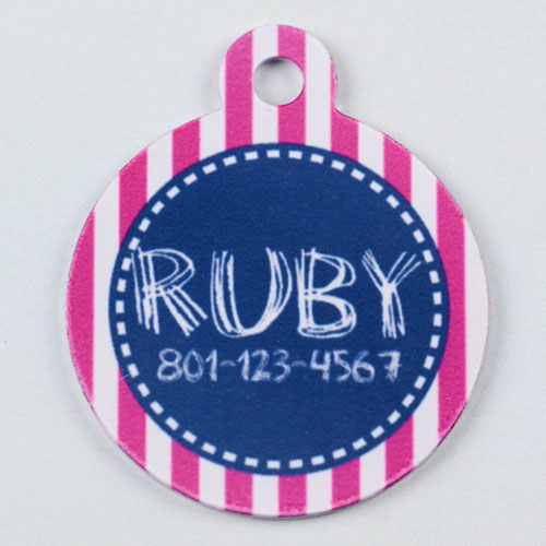 Bright Pink and Gray Striped Round (Custom 1 Side)