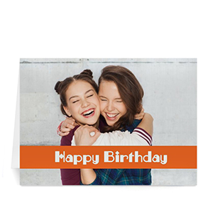 Classic Orange Photo Birthday Cards, 5x7 Folded Causal