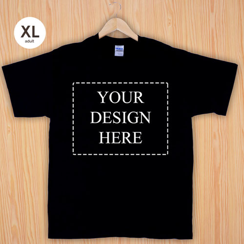 Custom Printed Black Landscape Image Adult Extra Large T Shirt