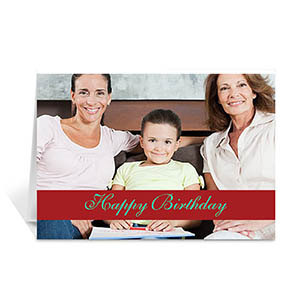 Classic Red Photo Birthday Cards, 5x7 Folded Causal