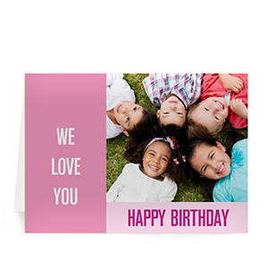 Baby Pink Photo Birthday Cards, 5x7 Folded Modern