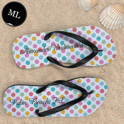 Create Your Own Modern Dots With Custom Name, Men's Large Flip Flops