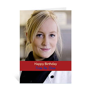 Classic Red Photo Birthday Cards, 5x7 Portrait Folded Causal