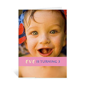Baby Pink Photo Birthday Cards, 5x7 Portrait Folded Causal