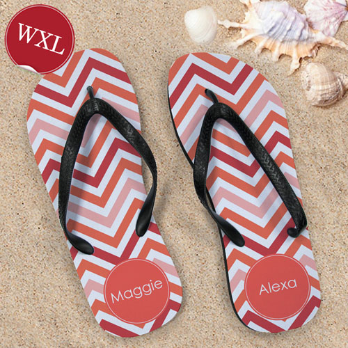 Create Your Own Christmas Chevron Personalized Monogrammed, Women's Extra Large Flip Flops