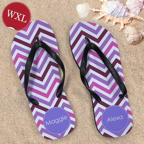 Create Your Own Colors Chevron Personalized Monogrammed, Women's Extra Large Flip Flops