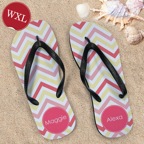 Create Your Own Wine Chevron Personalized Monogrammed, Women's Extra Large Flip Flops