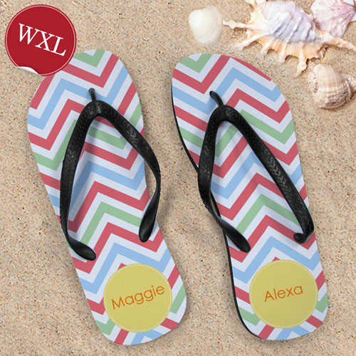 Create Your Own Tiffany Zigzag Personalized Monogrammed, Women's Extra Large Flip Flops