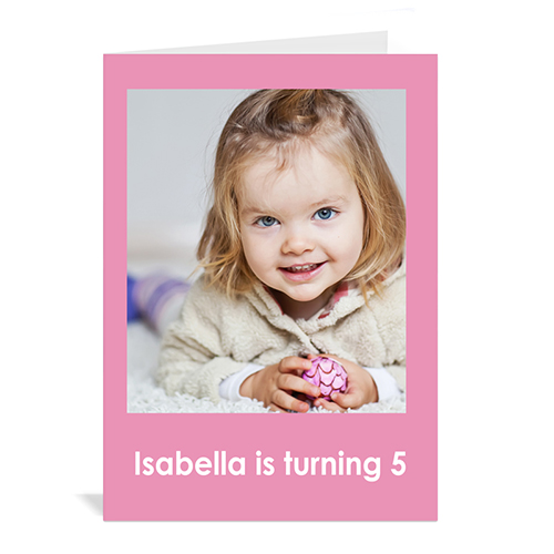 Baby Pink Photo Birthday Cards, 5x7 Portrait Folded