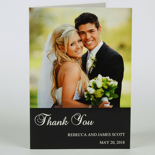 Classic Black Wedding Photo Cards, 5x7 Portrait Folded Simple