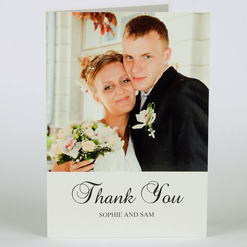 Classic White Wedding Photo Cards, 5x7 Portrait Folded Simple