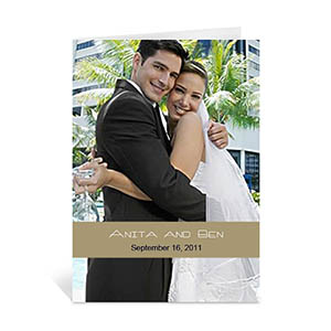 Timeless Gold Wedding Photo Cards, 5x7 Portrait Folded Causal