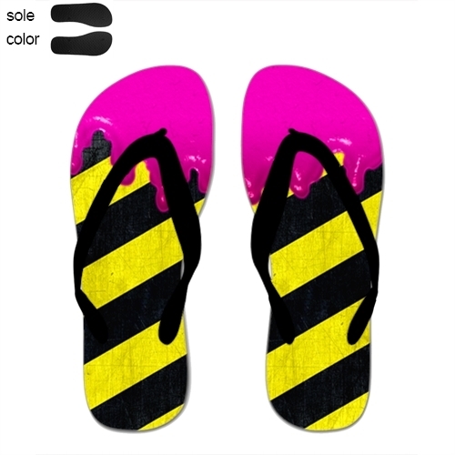 Custom Imprint Flip Flops (One Image) Black Straps, Women Medium