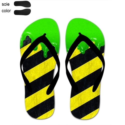 Custom Imprint Flip Flops (One Image) Black Straps, Men Large