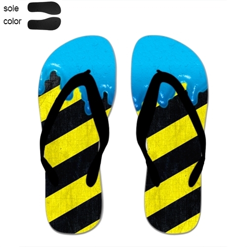 Custom Imprint Flip Flops (One Image) Black Straps, Women Medium