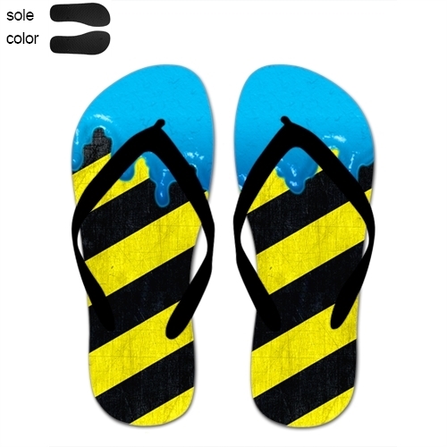 Custom Imprint Flip Flops (One Image) Black Straps, Men Large