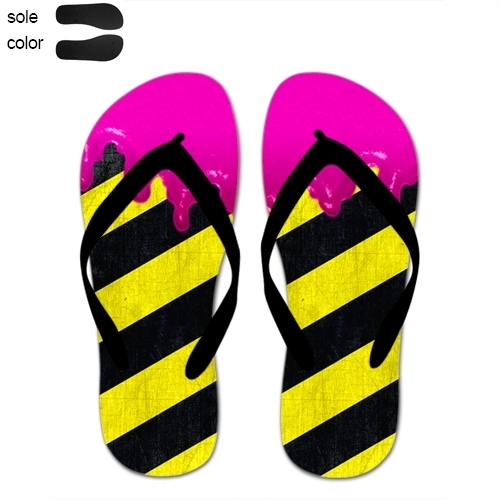 Custom Imprint Flip Flops (One Image) Black Straps, Men Large