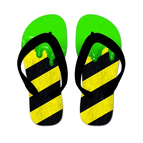 Custom Imprint Flip Flops (One Image) Black Straps, Kids Medium