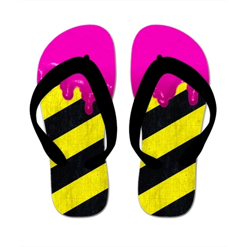 Custom Imprint Flip Flops (One Image) Black Straps, Kids Medium